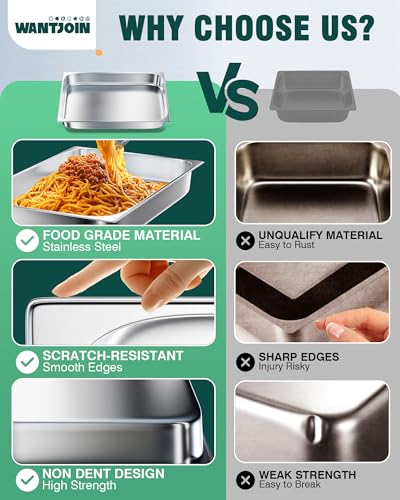 Stainless Steel Steam Table Hotel Pan Set 1 (2.5" Deep / 1/1 Size Thickened)