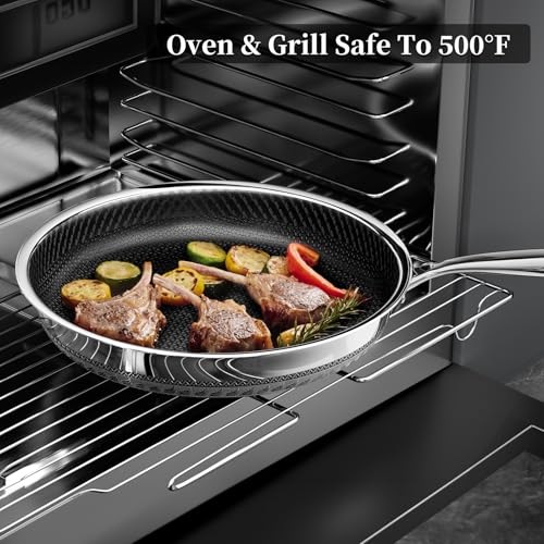 Nonstick Titanium Ceramics Stainless Steel Frying Pan Set 10" (Titanium Ceramic Hybrid Stainless Steel / 10Inch+12Inch)