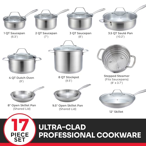 Mueller 17 Piece Stainless Steel Pots and Pans Set (17 Piece / Silver)