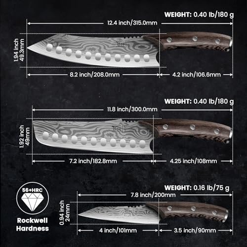 Kitchen Knife Set (4 inch, 7.2 inch, 8.2 inch Set)