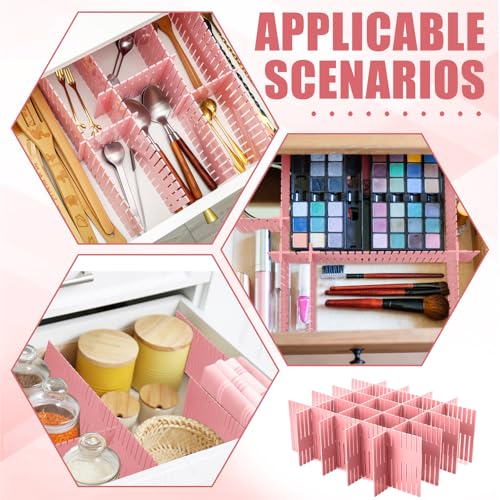 15 Pcs 5.12 Tall Drawer Divider Adjustable Drawer Organizer (Pink)