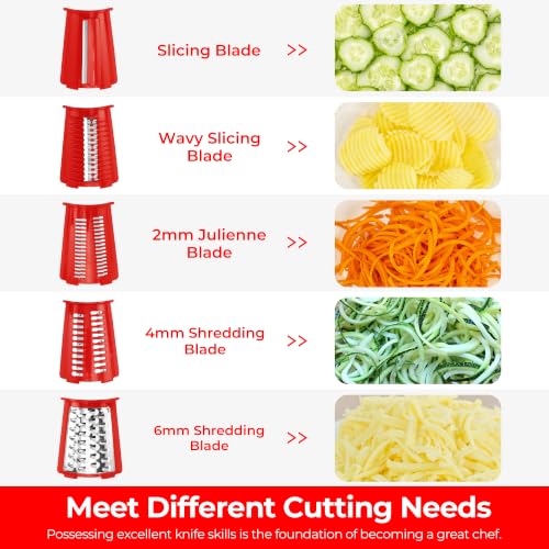Rotary Cheese Grater 5 Blades (Red)