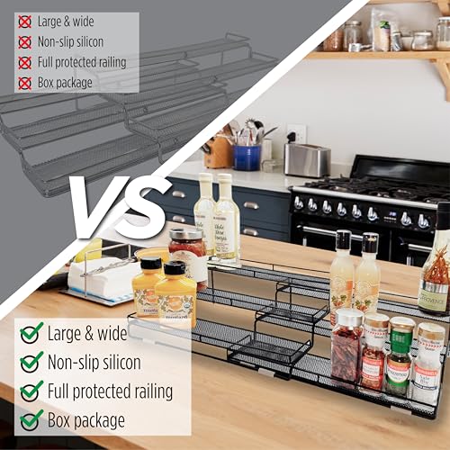 3 Tier Wide Expandable Cabinet Spice Rack Organizer