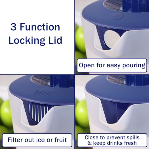Water Pitcher with Lid 1 Gallon Pitcher BPA Free & Phthalate Free (Navy)
