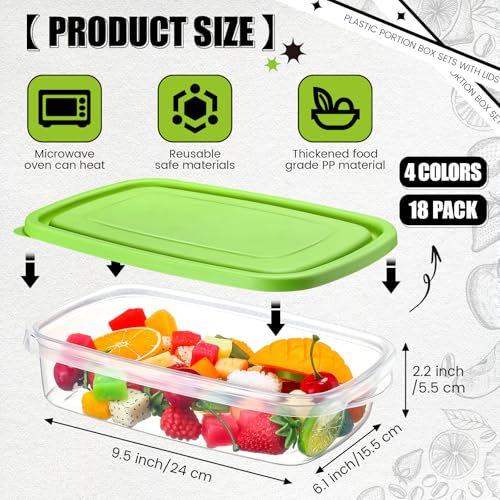 18 Pcs 33 oz Plastic Food Storage Containers with Lids (Multicolor)
