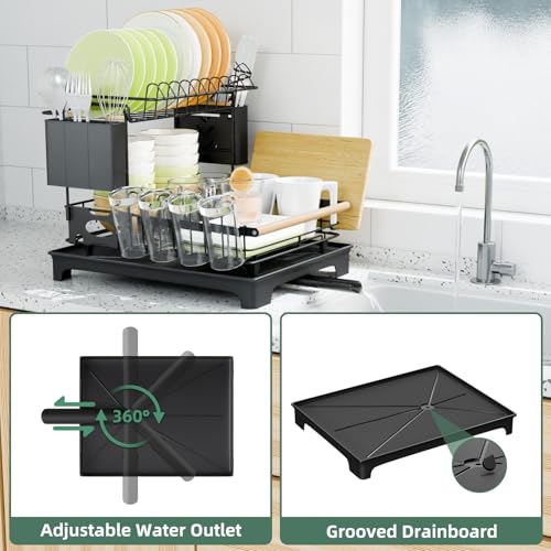 2 Tier Dish Rack with Drainboard