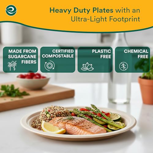 9 Inch Disposable Bagasse Paper Plates (9" [Natural])