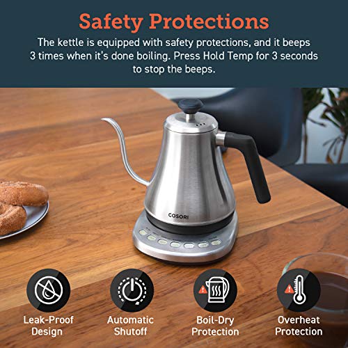 Gooseneck Electric Kettle with Temperature Control (Silver / 0.8 Quarts)