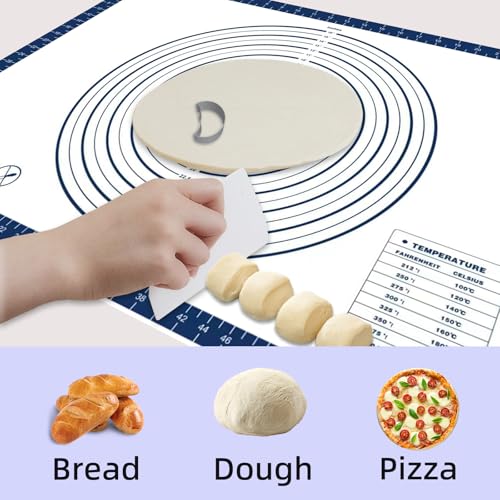 Dough Mat Silicone Baking Mats for Rolling Pastry Kneading Sheet Sourdough Bread Baking Supplies Blue 28x20"0.45mmT (Blue / 28"L x 20"W)