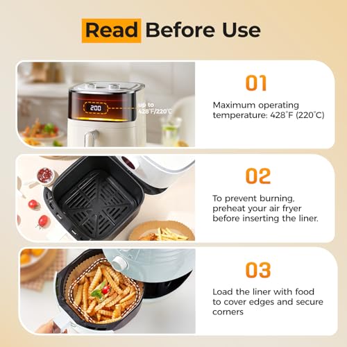 100Pcs 8" Air Fryer Liner Disposable for 5 (100 Count)