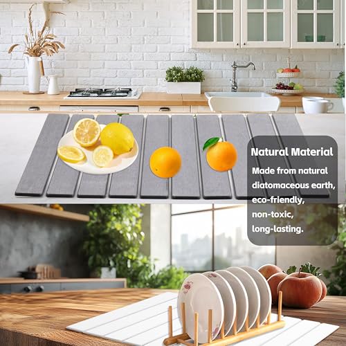 Quick Dry Collapsible Dish Drying Mat (Gray / 24" x 16")