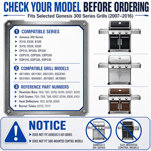 Grill Parts for Weber Genesis 300 Series Grills with Front Control (17.5" x 2.25" x 2.3751" - 7620 Genesis 300)