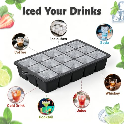 Silicone Ice Cube Tray 3 Pack (Black / Ice Cube Tray 3 Pack)