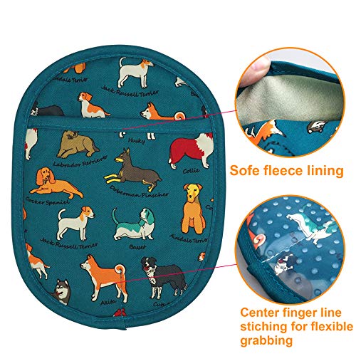 Pot Holders with Transparent Clear Silicone Shell and Nice Dog Flower (Potholders / Blue)