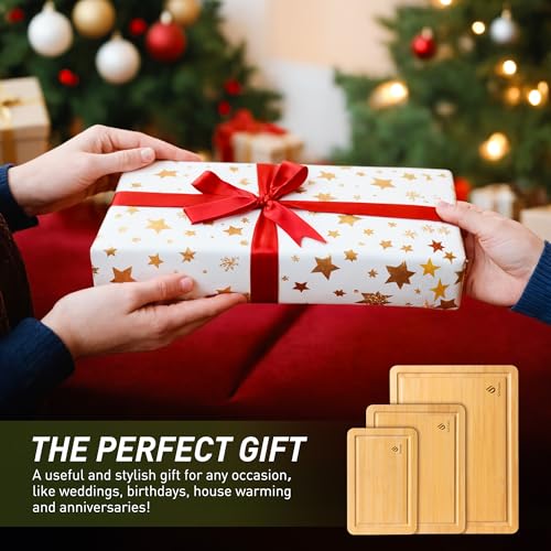 Bamboo Cutting Board Set Non Slip Feet Over Sink Kitchen Gadgets Seller 2024 First Apartment Essentials New Home Must Haves Things Stuff Accessories House Warming Decor Housewarming Hostess Host Gifts (3-Piece / Natural)