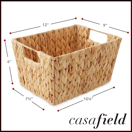 Set of 4 Water Hyacinth Storage Baskets with Handles (Natural - Hyacinth)