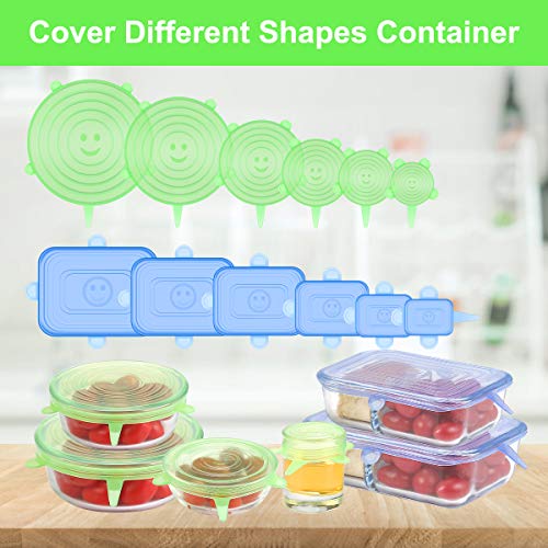 Silicone Stretch Lids for Food Storage in Fridge (Blue+Green)
