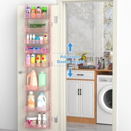 12.3" W Narrow Over the Door Pantry Organizer (Pink / 12.3"W 8-Tier)