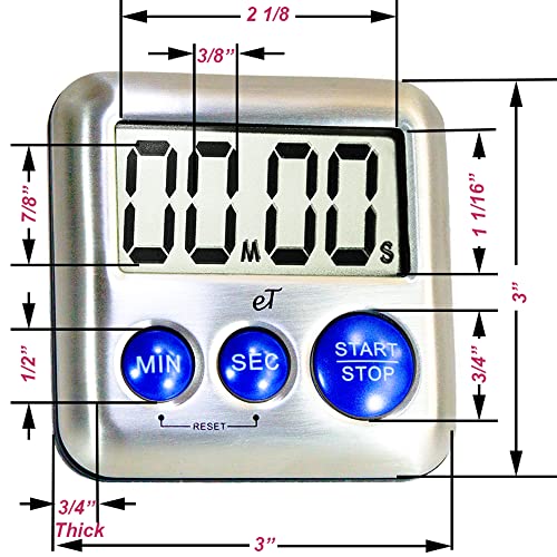 Elegant Digital Kitchen Timer Stainless Steel (6 Count)