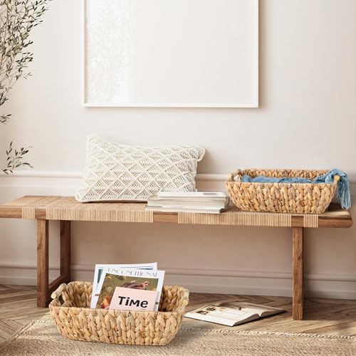 Water Hyacinth Storage Baskets with Wooden Handles