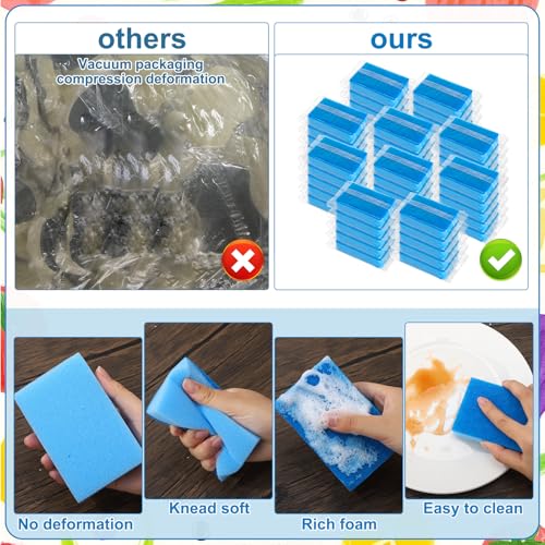 50 Pcs Individually Wrapped Sponges for Airbnb Apartment Blue (Blue)