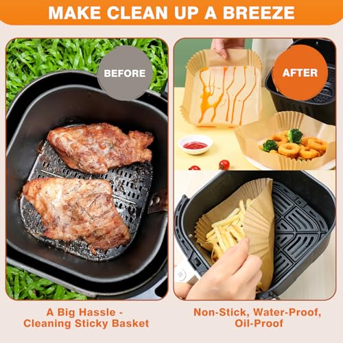 250 Pcs 6.5" Square Air Fryer Liners Disposable for 3 (125 Count)