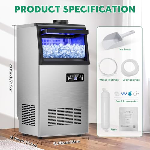 Commercial Ice Maker Machine 130Lbs (130 lbs/24h)