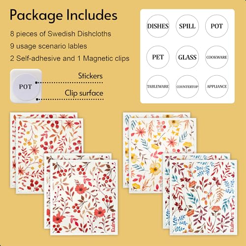 Swedish Dishcloths for Kitchen (Watercolor Flower)