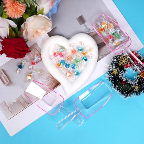 4Pcs Clear Plastic Ice Scoop for Freezer (Pink)