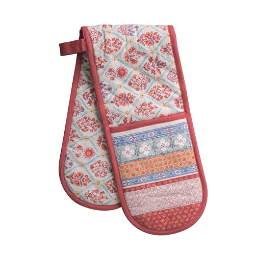 Double Oven Mitts 100% Cotton Double Oven Glove (025 - Romane / 7" x 35" (Double Oven Mitt))