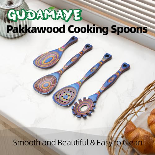 Pakkawood Wooden Cooking Utensils Set 7 (Blue)