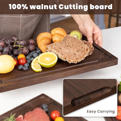 Walnut Wood Cutting Board for Kitchen (24"L x 18"W)