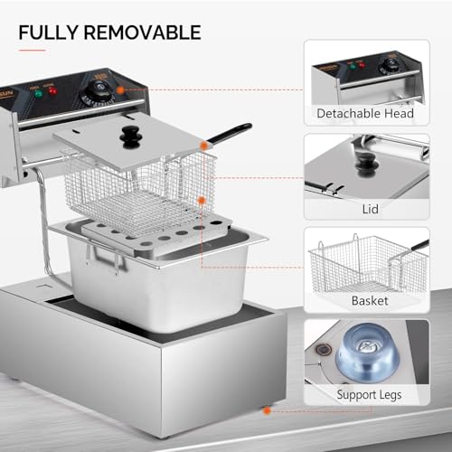 11.4QT Electric Commercial Deep Fryer with Basket & Lid