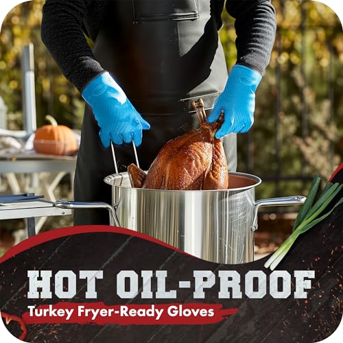 XL Silicone Smoker Oven Gloves (Blue / X-Large)