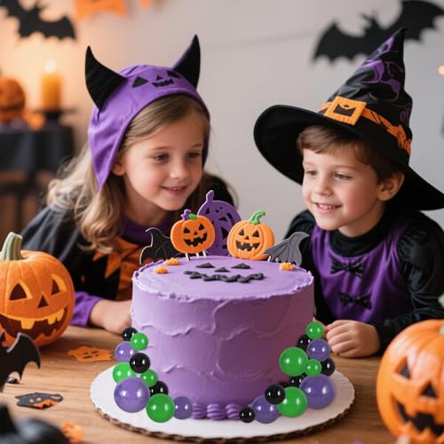 40 Pcs Foam Ball Cake Toppers with Sticks Mini Cake Decorations for Birthdays (40-black Green Purple)
