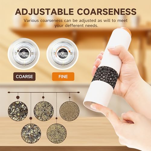 Electric Salt and Pepper Grinder Set (White)
