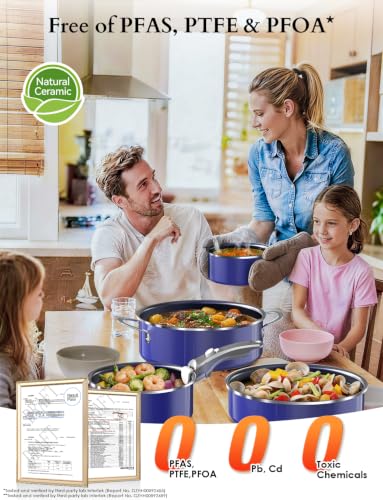 Ceramic Pots and Pans Set Non Stick (Deep Sapphire)