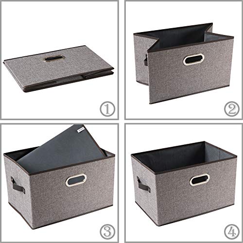Larger Collapsible Storage Bins for Closet [5 (Grey&black Trim / Jumbo(5-Pack))
