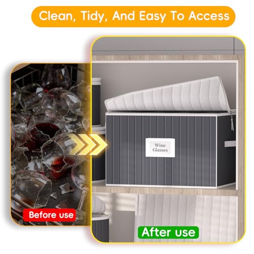 Wine Glass Storage Box (Gray01 / 2 Pack Wine Glass Storage (Gray))