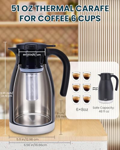 51oz Thermal Coffee Carafe with Infuser (Dark Black / 50.7 Ounces)