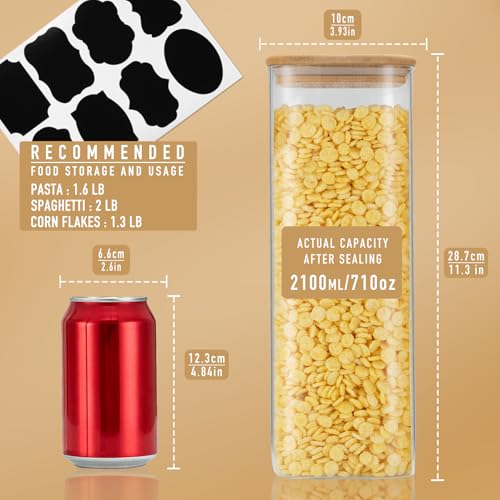 71oz 2.2Qt Square Glass Storage Containers with Lids 3 (71oz*3)