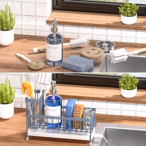 Sponge Holder for Kitchen Sink (Gray Blue - 9.25″)