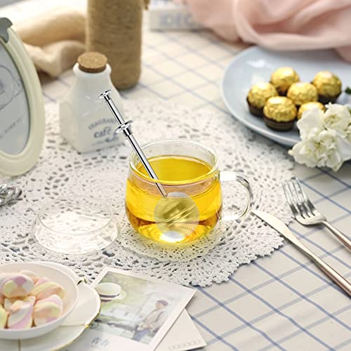 Long Handle Tea Ball Stainless Steel with Drip Trays (Long Handle Tea Ball x 4)