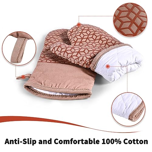 Oven Mitts And Pot Holders Set 6Pcs (Brown)