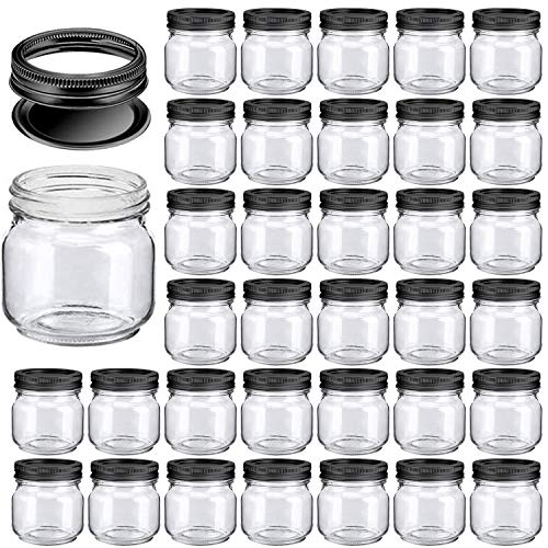 30 Pack Mason Jars 8 oz (8oz - Split Black Lid)