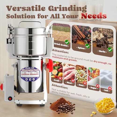 Grain Mill Grinder Commercial Spice Grinder (Silver / 700g Swing)