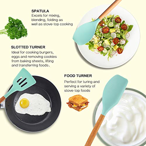 Silicone Cooking Kitchen Utensils Set (Green)