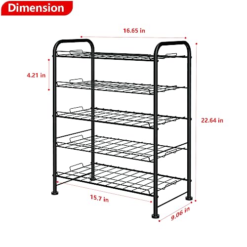 Water Bottle Organizer 5 Tier FreeStanding Water Bottle Storage Rack Metal Beverage Can Dispenser for Pantry (5 Count)
