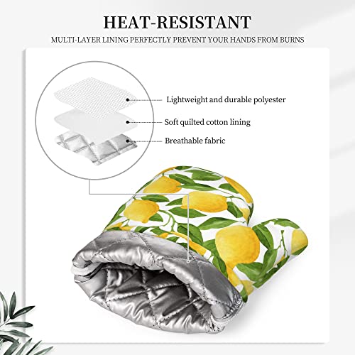 Lemon Oven Mitts and Pot Holders Sets of 4 (One Size / Silicone Lemon)