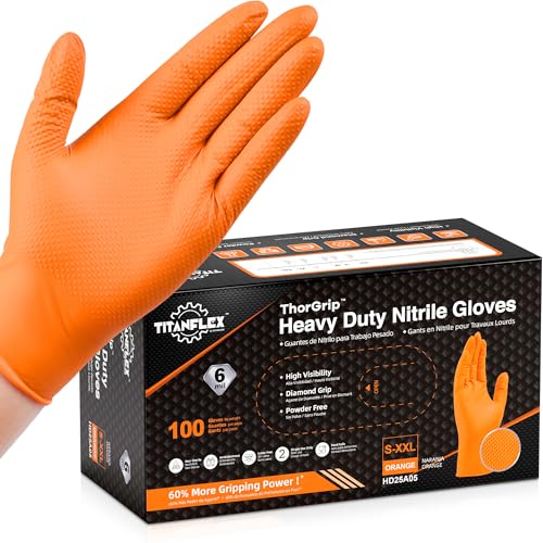 Heavy Duty Orange Nitrile Gloves (100 Count)